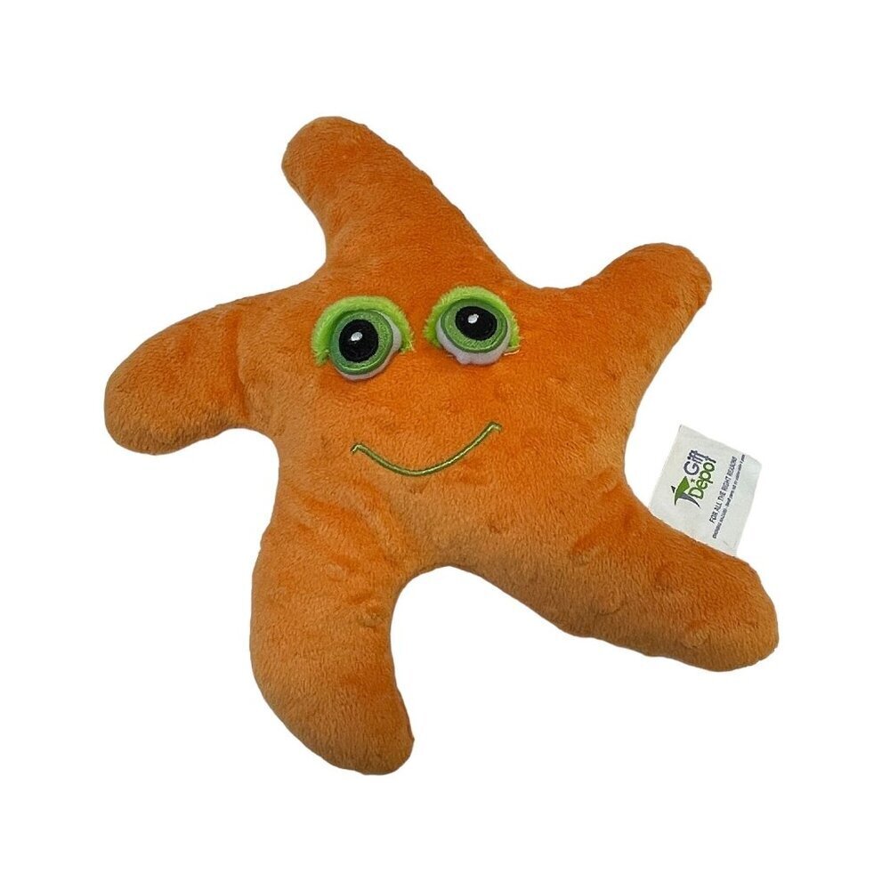 Gift Depot Plush‎ Starfish Toy for Kids Soft & Cuddly Orange with Green Eyes